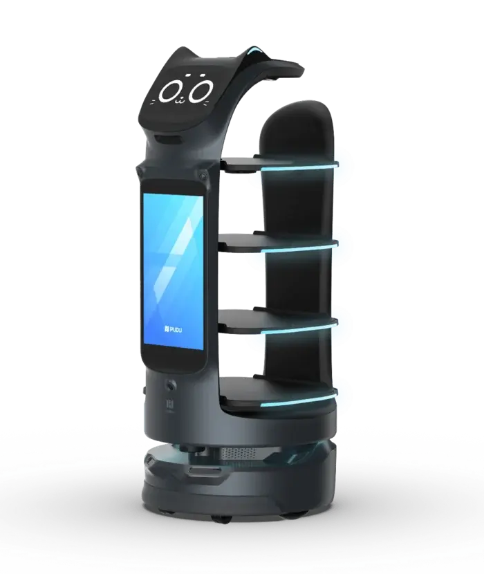 BellaBot Pro Serviceroboter mit 18,5-Zoll-Werbedisplay und KI-Sprachsteuerung von Pudu Robotics