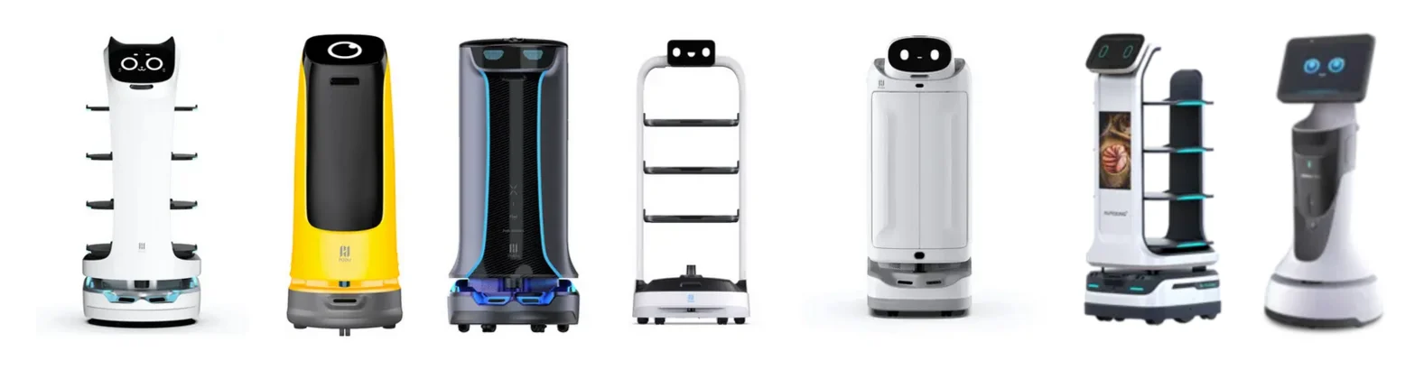Serviceroboter für Gastronomie und Hotellerie im Überblick: BellaBot, KettyBot, HolaBot, PuduBot 2, SwiftBot, Mars und GreetingBot Mini von FPFP Robotics